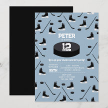 Dusty Blue Ice Hockey Stick, Skate Puck Birthday