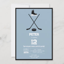 Dusty Blue Ice Hockey Stick, Skate Puck Birthday