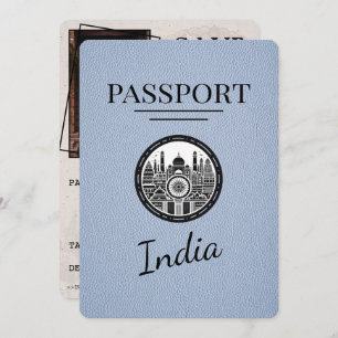Dusty Blue India Passport Save the Date