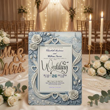 Dusty Blue Indigo Romantic Church Wedding