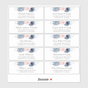 Dusty Blue Individual Guest Names Address Labels