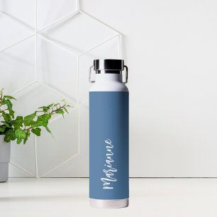 Dusty-Blue-individuelle Name-Skript Trinkflasche