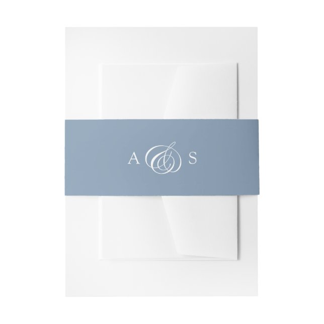 Dusty Blue Initials Wedding Invitation Bly Band (Vorderseite Beispiel)