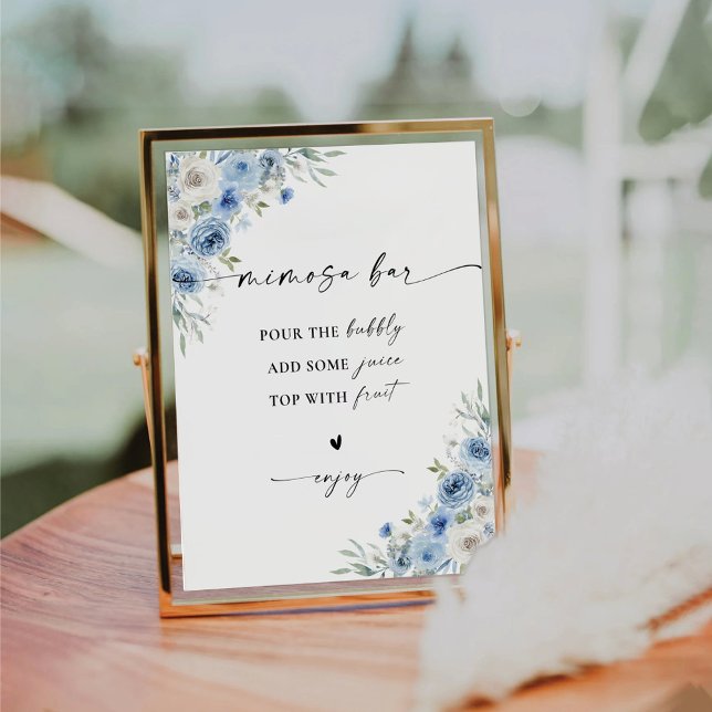 Dusty Blue Ivory Brautparty Mimosa Bar Sign Sockelschild (Von Creator hochgeladen)