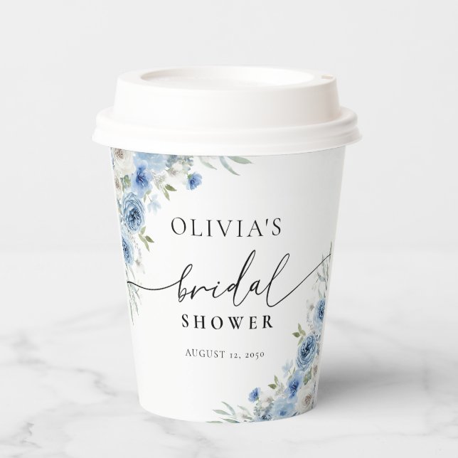 Dusty Blue Ivory Brautparty Paper Cup Pappbecher (Vorderseite)