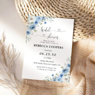 Dusty Blue Ivory Bridal Dusche Einladung