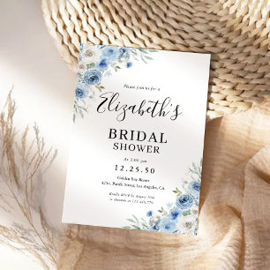 Dusty Blue Ivory Bridal Dusche Einladung