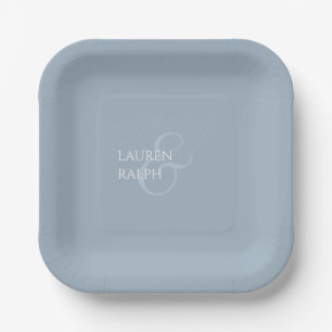 Dusty Blue & Ivory Couple Monogram Pappteller