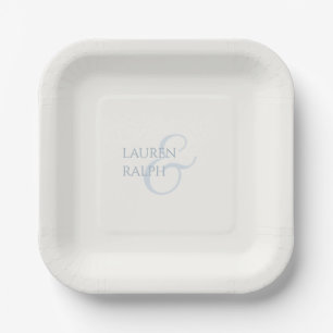 Dusty Blue & Ivory Couple Monogram Pappteller