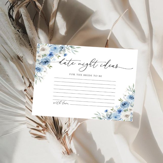 Dusty Blue Ivory Date Night Idea Card (Von Creator hochgeladen)