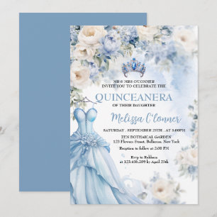 Dusty Blue Ivory Floral Faire-part de mariage