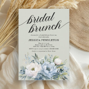 Dusty Blue Ivory Floral Sage Green Bridal Brunch Einladung