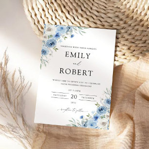 Dusty Blue Ivory Hochzeit Einladung
