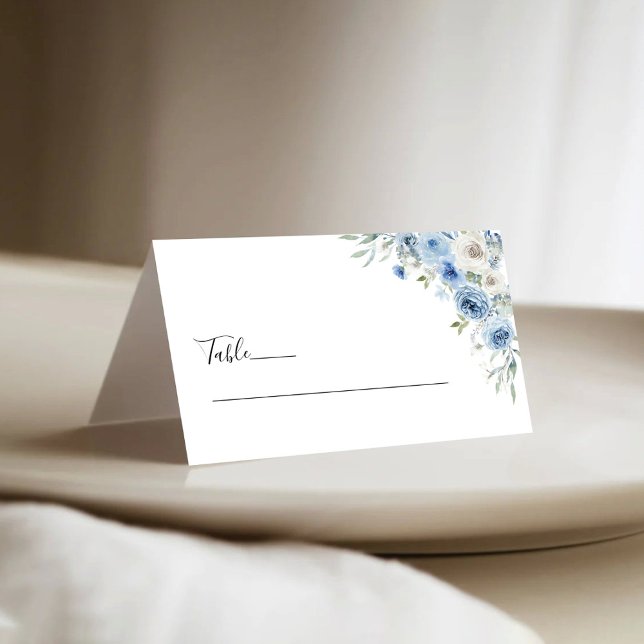 Dusty Blue Ivory Hochzeitstorte Faltende Platzkart Platzkarte (Von Creator hochgeladen)