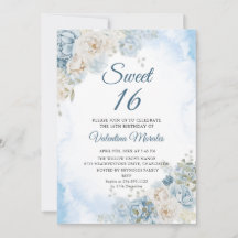 Dusty Blue Ivory Rose Blume 16 . Geburtstag 16
