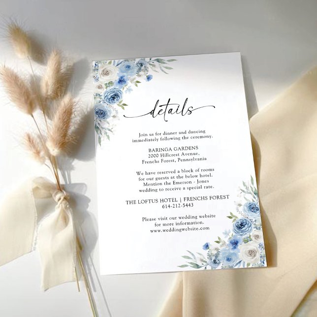 Dusty Blue Ivory Wedding Ceremony Enclosure Card Begleitkarte (Von Creator hochgeladen)