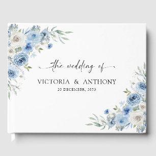 Dusty Blue Ivory Wedding Guest Book Gästebuch