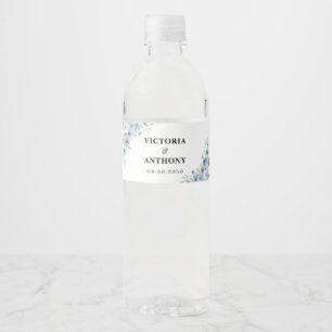 Dusty Blue Ivory Wedding Water Flasche Labels