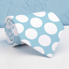 Dusty Blue Jumbo Polka Dots Custom Necktie Krawatte