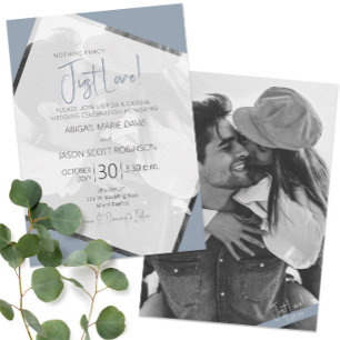 💍 ✨ Dusty Blue Just Liebe Lässig Hochzeit Einladung