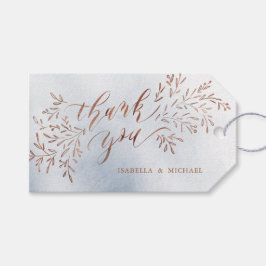 Dusty Blue Kalligraphie danke Ihnen rustikal flora Geschenkanhänger