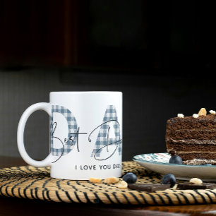 Dusty Blue Kariert Best Vater je Quote Vathday Kaffeetasse
