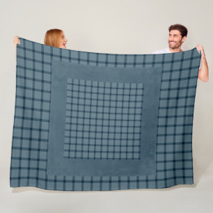 DUSTY BLUE KARIERT PATTER FLEECEDECKE