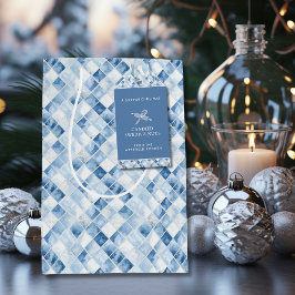 Dusty Blue Karo Pattern Holiday Mittlere Geschenktüte