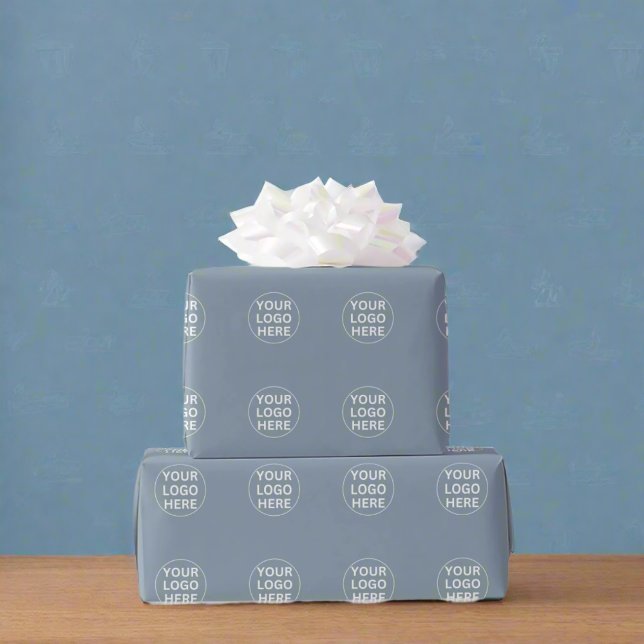 Dusty Blue l Beruflich Business Logo Geschenkpapier (Von Creator hochgeladen)