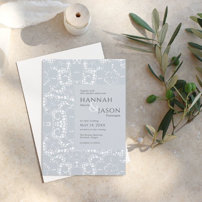 Dusty Blue Lace Wedding Einladung (Von Creator hochgeladen)