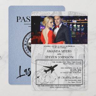 Dusty Blue Las Vegas Passport Wedding Einladung