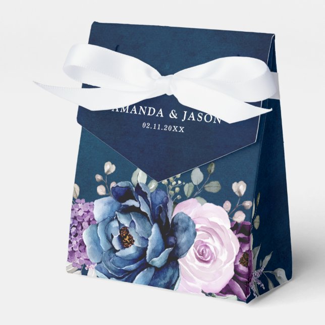 Dusty Blue Lila Blooms Wedding Vielen Dank für Ihr Geschenkschachtel (Vorderseite)