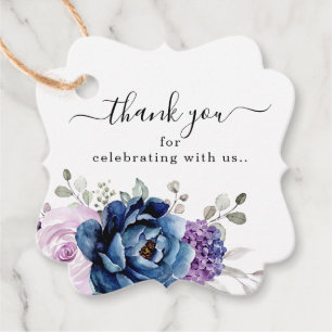 Dusty Blue Lila Blooms Wedding Vielen Dank Geschenkanhänger