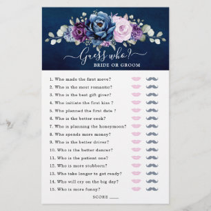 Dusty Blue Lila Brautparty Game Guess Who