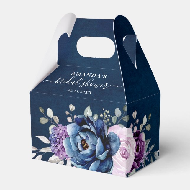Dusty Blue Lila Lilac Blooms Brautparty Bevorzugun Geschenkschachtel (Rückseite)