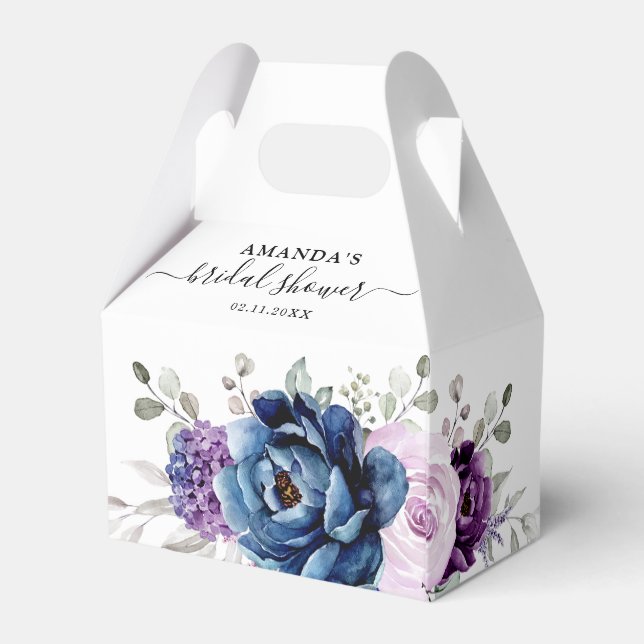 Dusty Blue Lila Lilac Blooms Brautparty Geschenkschachtel (Rückseite)