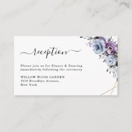 Dusty Blue Lila Lilac Blooms Hochzeitsempfang Begleitkarte