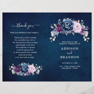 Dusty Blue Lila Lilac Blooms Wedding Program