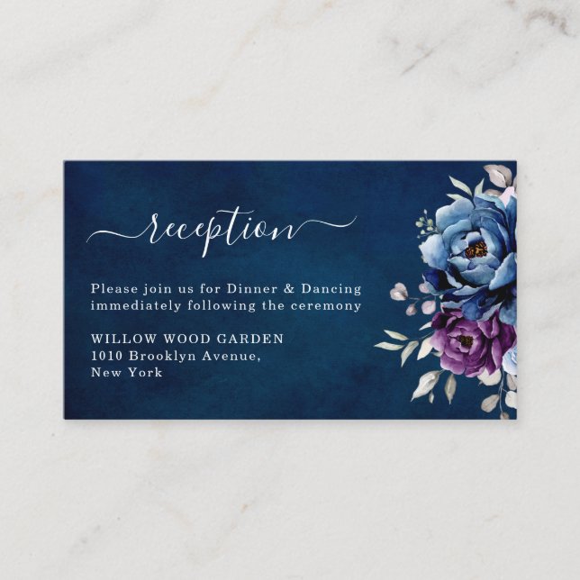 Dusty Blue Lila Lilac Blooms Wedding Reception E Begleitkarte (Vorderseite)