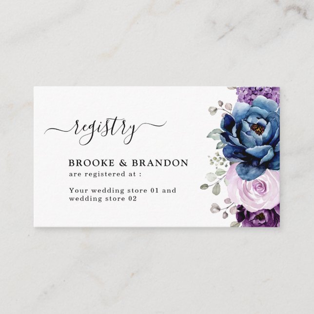 Dusty Blue Lila Lilac Blooms Wedding Registry Begleitkarte (Vorderseite)