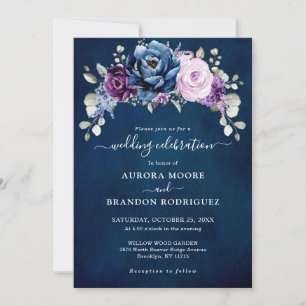 Dusty Blue Lila Lilac Wedding Celebration Invita Einladung