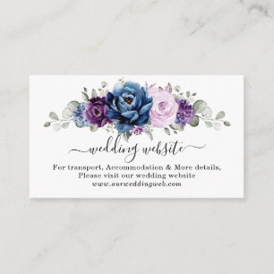 Dusty Blue Lila Navy Lilac Bloom Wedding Website Begleitkarte