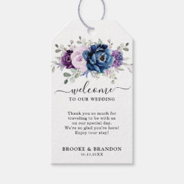 Dusty Blue Lila Navy Lilac Bloom Wedding Willkomme Geschenkanhänger