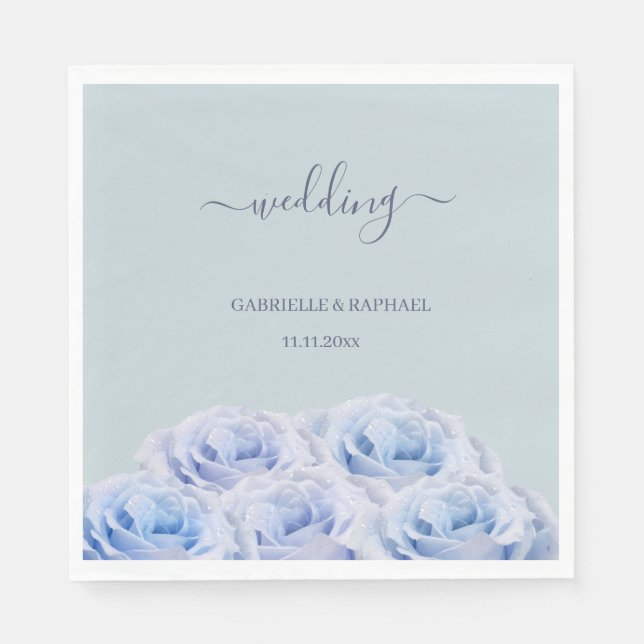 Dusty Blue Lilac Rose Grün Elegante Hochzeit Serviette (Vorderseite)