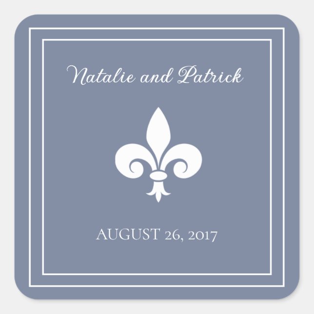 Dusty Blue Lilie Wedding Stickers (Vorderseite)