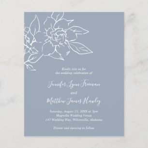 Dusty Blue Line Art Floral Budget Hochzeit Einladu