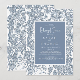 Dusty Blue Line Art Wildblumen Einladung