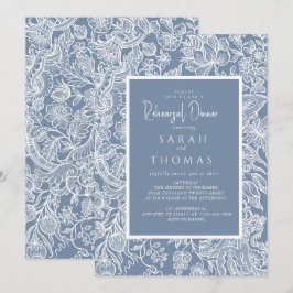 Dusty Blue Line Art Wildblumen Einladung