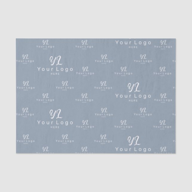 Dusty Blue Logo-Muster Markenverpackung Seidenpapier (Vorderseite)