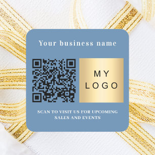 Dusty Blue Logo qcode Quadratischer Aufkleber